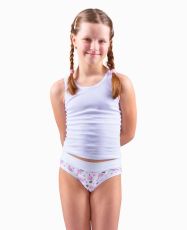 Dívčí klasické kalhotky 20023P GINA Bílá-růžovofialová