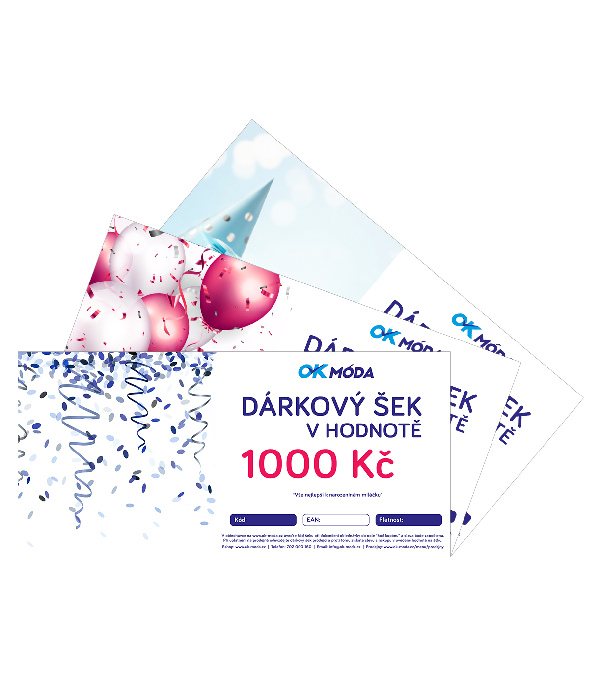 Dárkový šek - motiv NAROZENINY