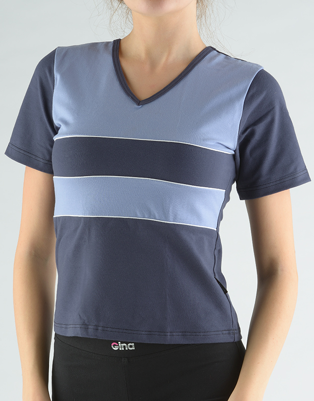 Tričko s krátkým rukávem kombinace barev a paspule 98003P GINA tm.popel-ocelová