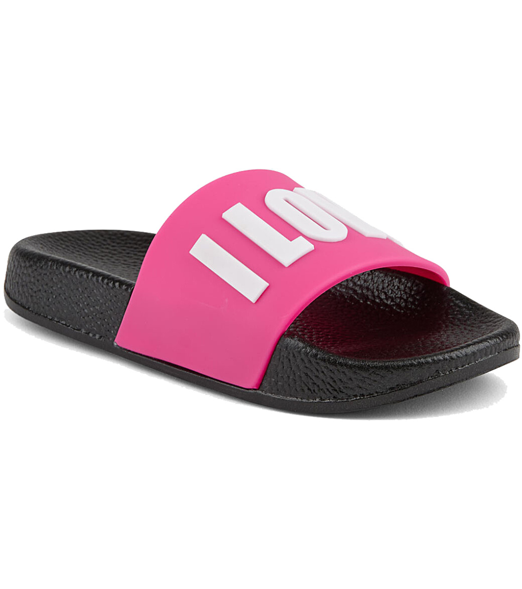 Coqui Ruki Dětské pantofle 6383 Black/Fuchsia love 24/25