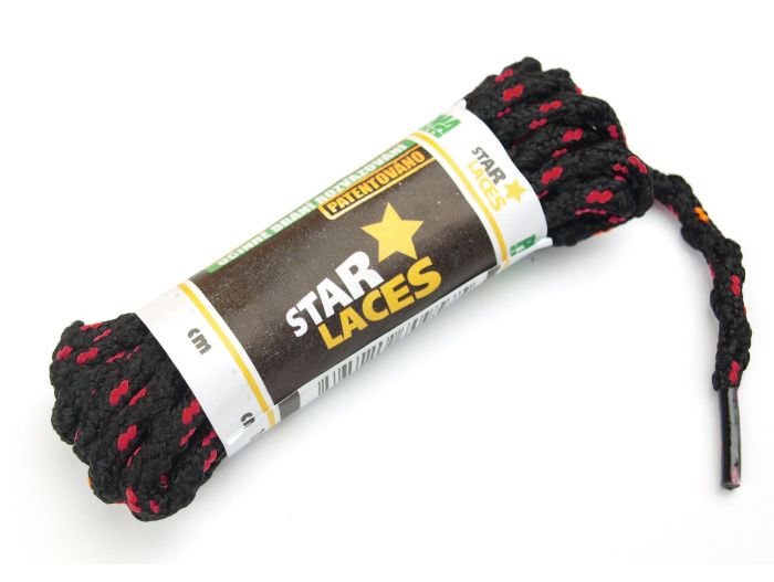 Tkaničky (šněrovadla) STAR LACES SLIM 123p PROMA černo-červená