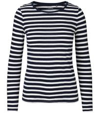 Dámské tričko s dlouhým rukávem NE81050 Neutral White - Navy -Striped