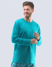 Pánské pyžamové tričko s dlouhým rukávem 79513P GINA šalvěj