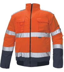 Pánská HI-VIS zimní bunda CLOVELLY PILOT 2 v 1 Cerva oranžová/navy