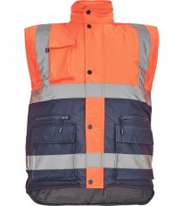 Pánská pracovní zateplená HI-VIS vesta HELLIN Cerva oranžová/navy