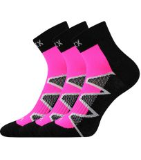 Unisex sportovní ponožky - 3 páry Monsa VoXX® černá/růžová