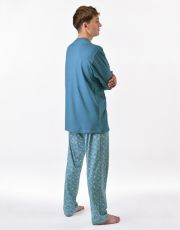 Pánské dlouhé pyžamo 79191P GINA měsíc-dunaj