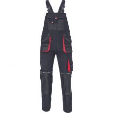 Pánské pracovní kalhoty s laclem CARL BE-01-004 Fridrich & Fridrich černá/červená