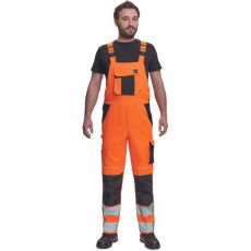 Pánské HI-VIS pracovní kalhoty s laclem MAX VIVO HV Cerva oranžová