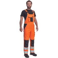 Pánské HI-VIS pracovní kalhoty s laclem MAX VIVO HV Cerva oranžová