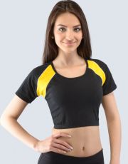 Top krátký rukáv pruh a paspule 97027P GINA Černá-pampelišková