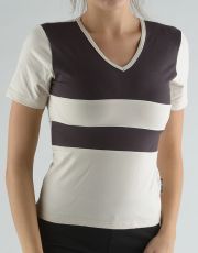 Tričko s krátkým rukávem kombinace barev a paspule 98003P GINA Písková-melta