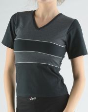 Tričko s krátkým rukávem kombinace barev a paspule 98003P GINA Černá-tm. šedá