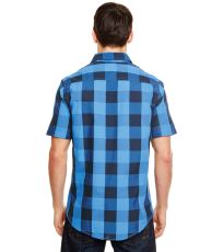 Pánská košile s krátkým rukávem BU9203 Burnside Black - Blue -Checked