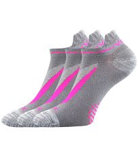 Unisex sportovní ponožky - 3 páry Rex 10 Voxx šedá/růžová