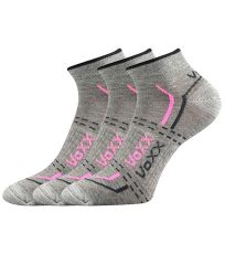 Unisex sportovní ponožky - 3 páry Rex 11 Voxx světle šedá/růžová