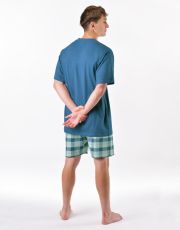 Pánské krátké pyžamo 79192P GINA Petrolejová-aqua