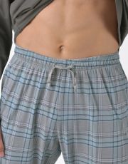 Pánské dlouhé pyžamo 79193P GINA Šedá-sv. šedá