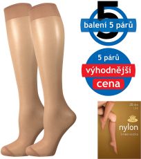 Silonové podkolenky - 5 párů NYLON 20 DEN Lady B beige