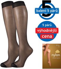 Silonové podkolenky - 5 párů NYLON 20 DEN Lady B nero