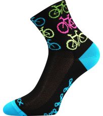 Unisex vzorované sportovní ponožky Ralf X Voxx bike/černá