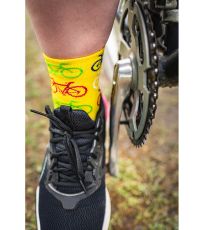 Unisex vzorované sportovní ponožky Ralf X Voxx bike/žlutá