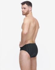 Pánské slipy se širším bokem 71135P GINA Černá-šalvěj