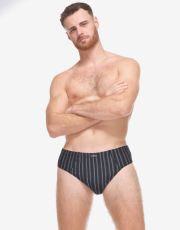 Pánské slipy se širším bokem 71135P GINA Černá-šalvěj