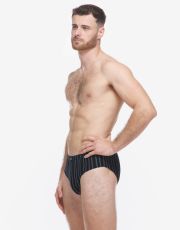 Pánské slipy se širším bokem 71135P GINA Černá-šalvěj