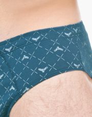 Pánské slipy se širším bokem 71139P GINA Petrolejová-aqua