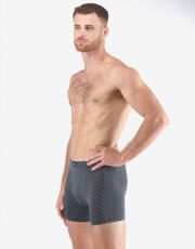 Pánské nadměrné boxerky s delší nohavičkou 74175P GINA šedá-aqua