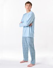 Pánské dlouhé pyžamo 79189P GINA Poměnková-bílá