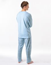 Pánské dlouhé pyžamo 79189P GINA Poměnková-bílá