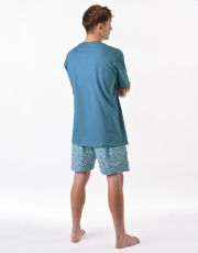 Pánské krátké pyžamo 79190P GINA měsíc-dunaj