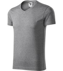 Pánské triko Slim fit V-NECK Malfini tmavě šedý melír