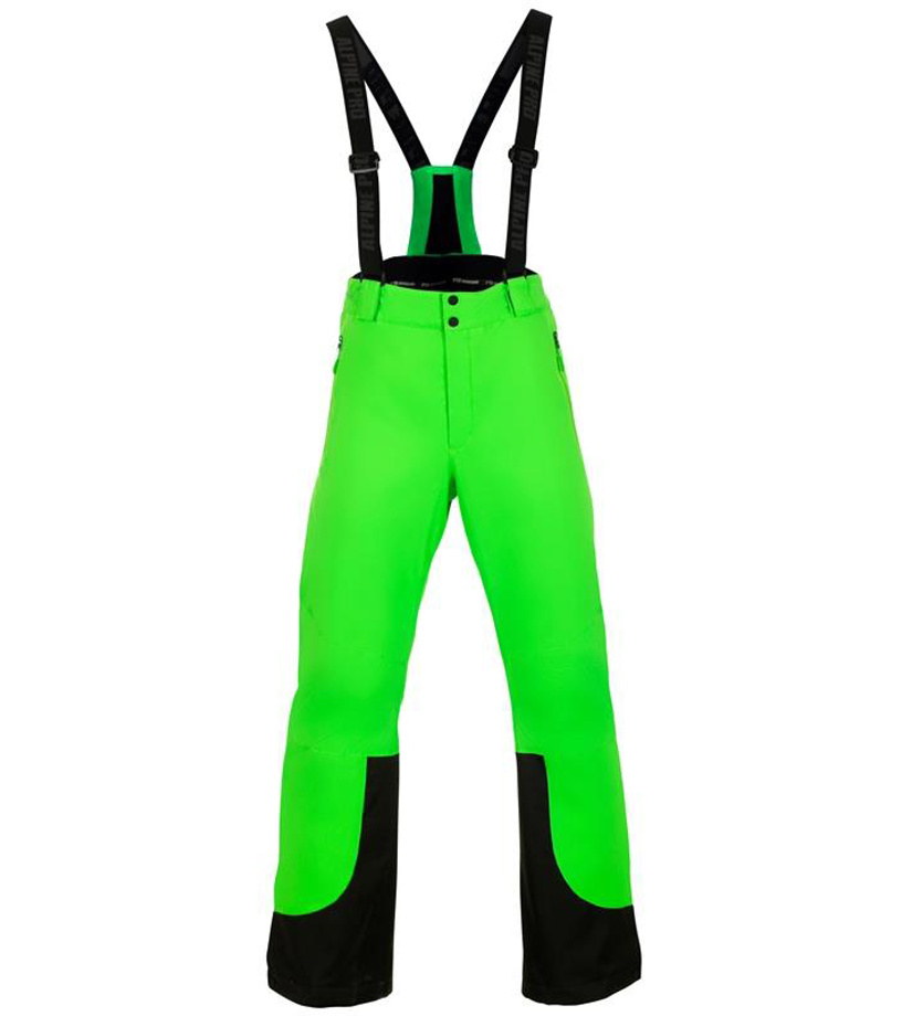 ALPINE PRO NUDD 4 Pánské lyžařské kalhoty MPAM311563 Neon zelená XXXL