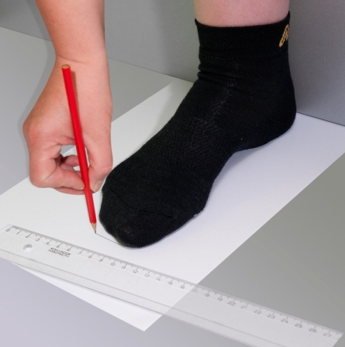 měření velikosti chodidla
